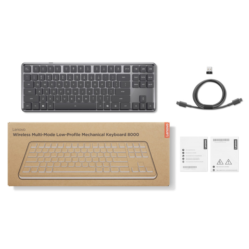 Lenovo Wireless Multi-Mode mechanisch toetsenbord 8000, Duitse layout, grijs