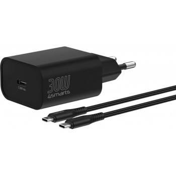 4smarts VoltPlug PD 30W wandlader, 1x USB-C, met USB-C-kabel 1,5 m, zwart