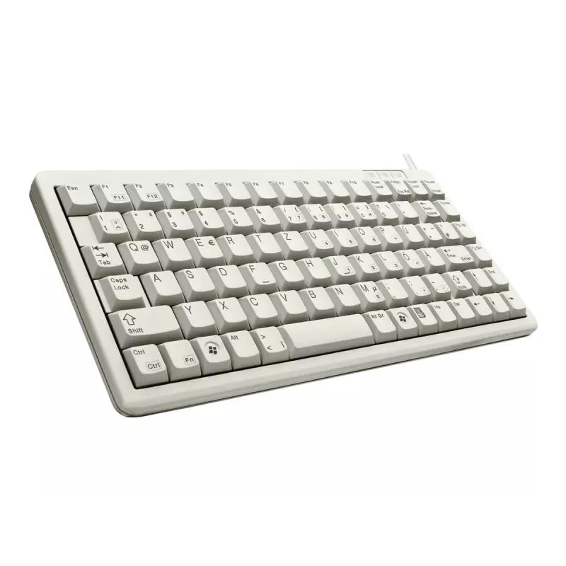 Cherry Slim Line G84-4100 compact toetsenbord, PS/2 + USB, 83 toetsen, Duitse layout (QWERTZ), lichtgrijs