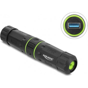 Delock kabelverbinder USB 5 Gbps Type-A bus naar USB 5 Gbps Type-A bus met M20 x 1,5 mm schroefdraad IP68 stof- en waterdicht (91842)
