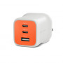 Targus HyperJuice Flex 65W GaN oplader, 3 aansluitingen (2x USB-C, 1x USB-A), EU-stekker, vermiljoenrood
