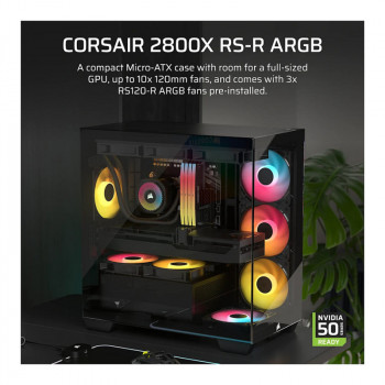 Corsair 2800X RS-R ARGB panoramaglas Micro-ATX computerbehuizing, zwart