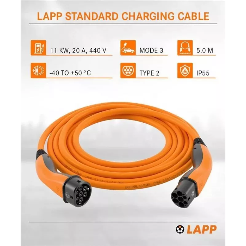 LAPP MOBILITY laadkabel Type 2, tot 11 kW, 5 m, oranje (61785)