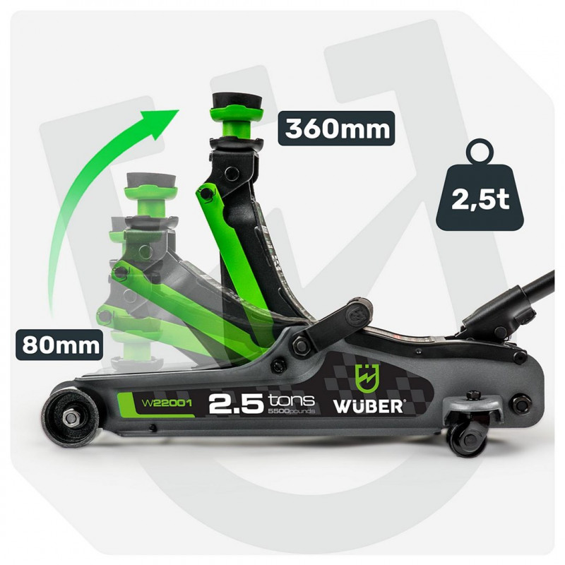 WUBER W22001 garagekrik 2,5 t, 90-360 mm