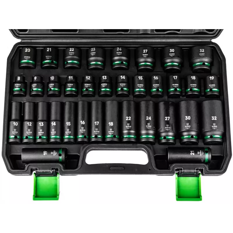 WUBER W33001 lange dopsleutelset 1/2 inch, 6-kant, 35 stuks