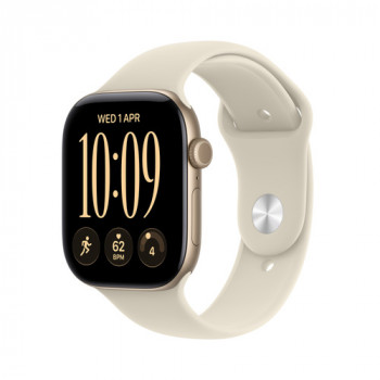 Apple Watch Series 12 GPS 46mm aluminium behuizing in lichtgoud met sand sportband - M/L