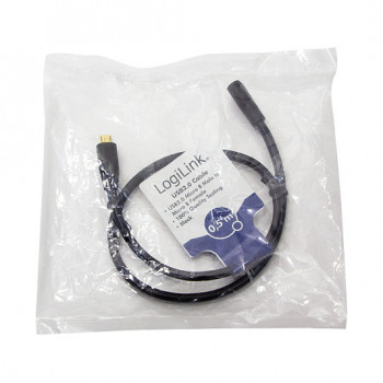 LogiLink CU0120 USB 2.0 verlengkabel, Micro-USB B stekker naar Micro-USB B bus, 0,5 m, zwart