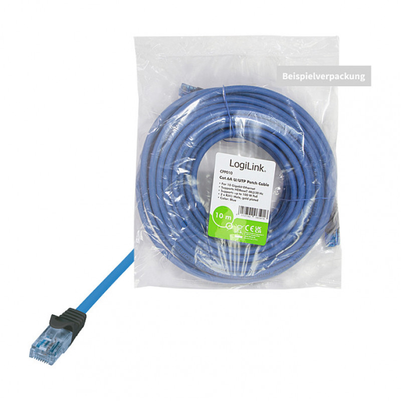 Logilink Cat6a U/UTP patchkabel RJ45, 1 m, blauw, LSZH