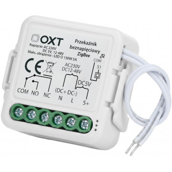 OXT T250DC mini ZigBee Tuya relaismodule, potentiaalvrij, AC 230 V / DC 5 V / 12-48 V