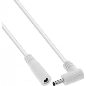 InLine® DC-verlengkabel, haakse stekker, 3,5 x 1,35 mm, wit, 0,5 m