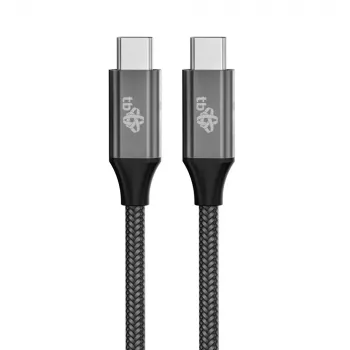 TB gevlochten USB 3.2 Gen 2 kabel USB-C naar USB-C, 1 m, 100 W, zwart