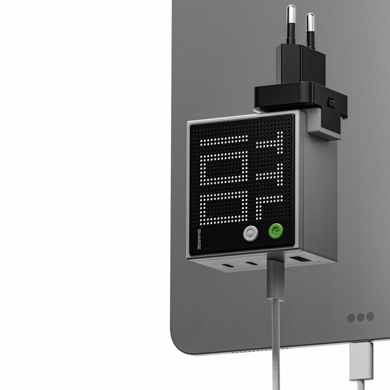 SHARGE Pixel 100 GaN oplader, 100W, 3x USB-C, 1x USB-A - grijs