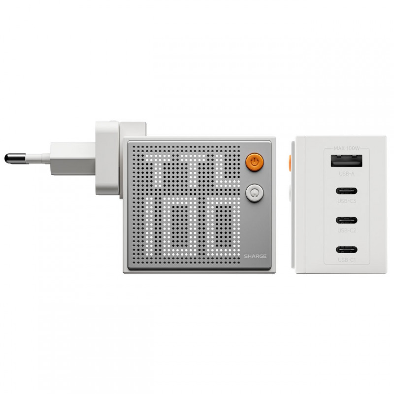 SHARGE Pixel 100 GaN oplader, 100W, 3x USB-C, 1x USB-A - wit