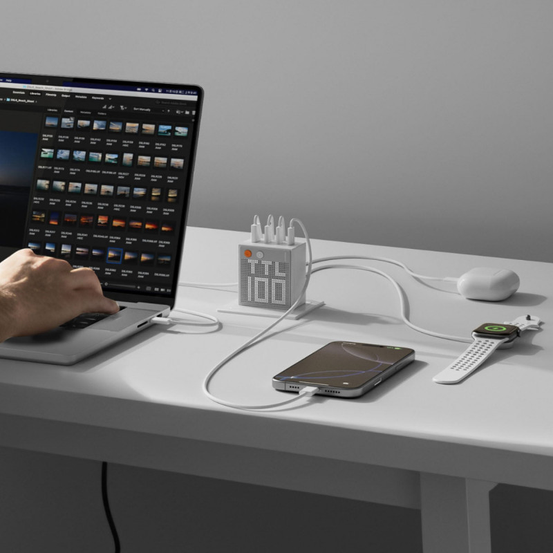 SHARGE Pixel 100 GaN oplader, 100W, 3x USB-C, 1x USB-A - wit