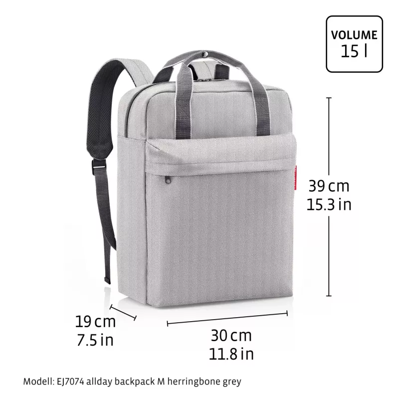Reisenthel allday rugzak M voor laptops tot 15,6 inch, 15 L, zwart
