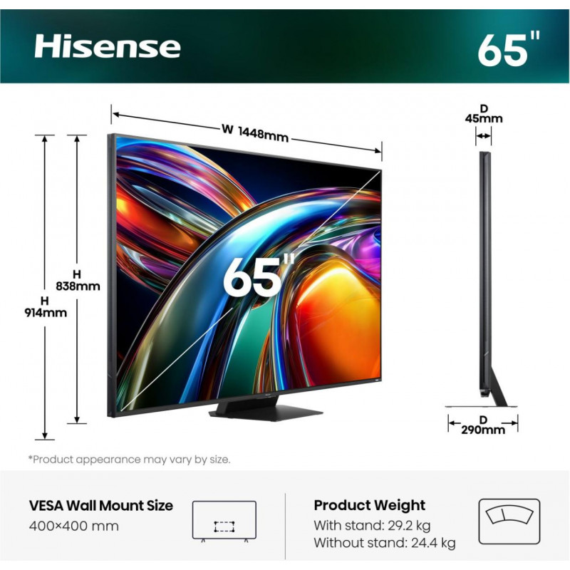 Hisense 65UR9S 65 inch RGB Mini LED 4K 170Hz VRR-televisie (2026)