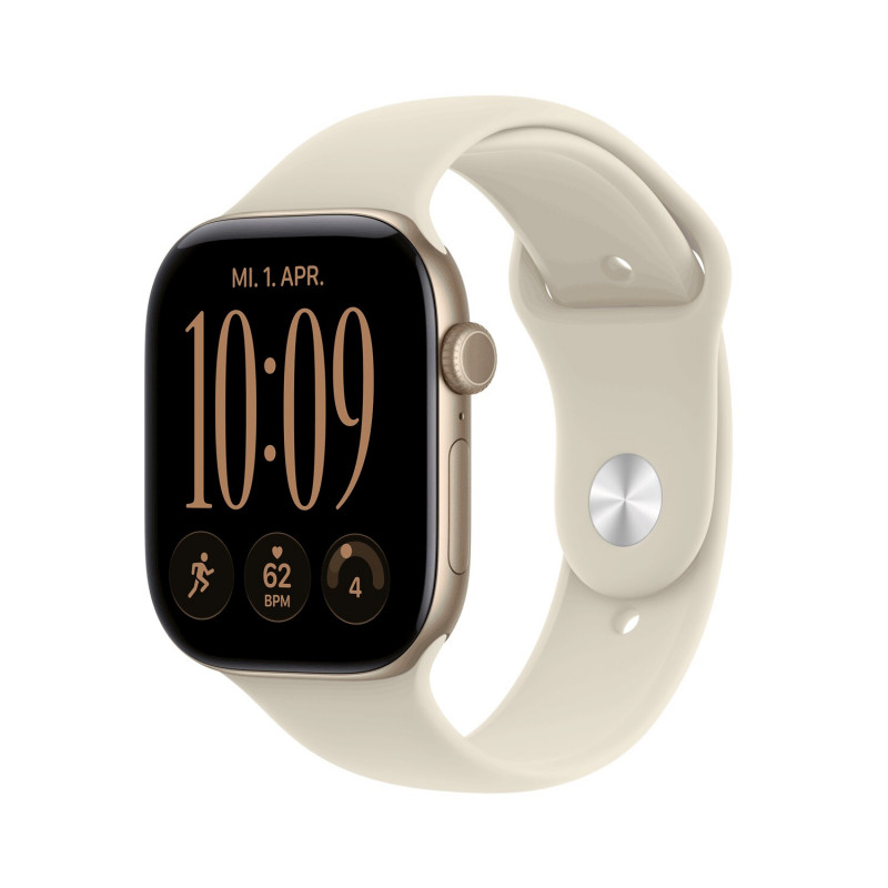 Apple Watch Series 12 GPS 46 mm aluminium behuizing Light Gold met sportband Sand – S/M