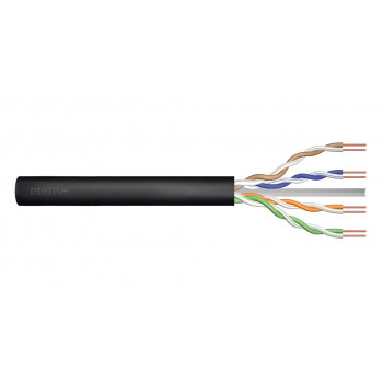 DIGITUS Cat6 U/UTP buiteninstallatiekabel, gevuld met gel, PE, AWG 23/1, 305 m spoel, zwart