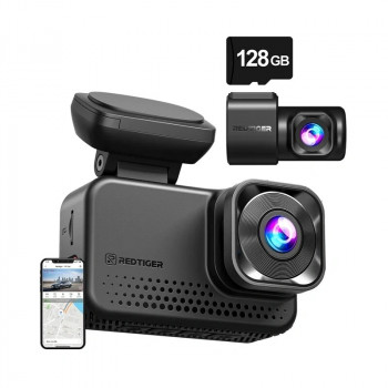 REDTIGER VC70 wifi 4K + 2,5K dashcam met 128GB kaart