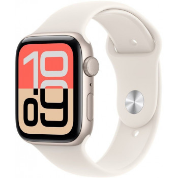 Apple Watch SE 3 (2025) GPS 40mm, Starlight aluminium behuizing, Starlight sportband S/M (MEH34)