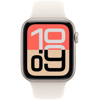 Apple Watch SE 3 (2025) GPS 40mm, Starlight aluminium behuizing, Starlight sportband S/M (MEH34)