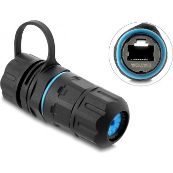 Delock kabelverbinder RJ45 bus naar RJ45 bus Cat.6A met M20 x 1,5 mm schroefdraad en afsluitdop met behuizing IP68 stof- en waterdicht (91840)