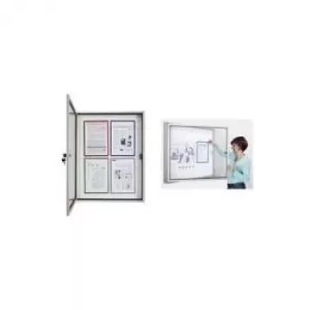 magnetoplan CC vitrinekast, 4 x DIN A4, voor buiten- en binnengebruik, schokbestendig acrylveiligheidsglas (1216000)