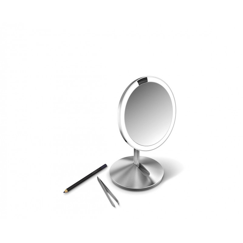 simplehuman opvouwbare spiegel met sensor, 12 cm, oplaadbaar, geborsteld roestvrij staal
