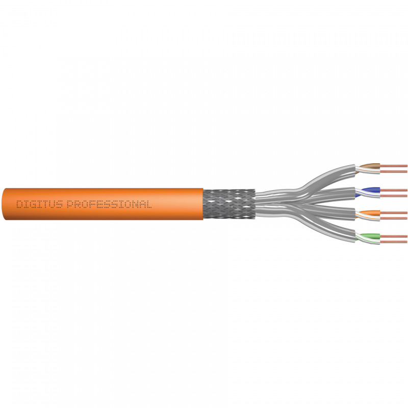 DIGITUS Cat7 S/FTP installatiekabel, B2ca, AWG 23/1, LSZH, 100 m, oranje