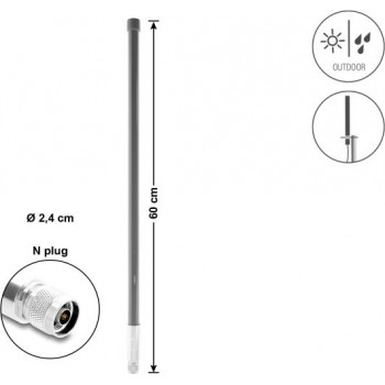 Delock WiFi 5800 MHz antenne N-stekker 10 dBi omnidirectioneel star buiten grijs 60 cm (60767)