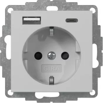 Gira stopcontact met USB, grijs (2459015)