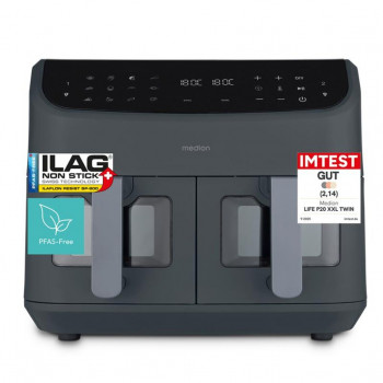 Medion MD11760 dual heteluchtfriteuse, grijs