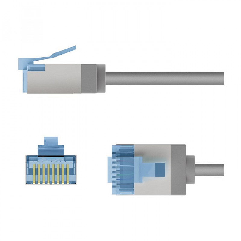 Goobay slim Cat6a U/FTP patchkabel RJ45, 1 m, grijs