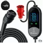 Qoltec mobiele EV-lader voor elektrische en hybride auto's, 2-in-1 verstelling, Type 2, 7 kW, 230 V, CEE 32 A, LED, 5 m