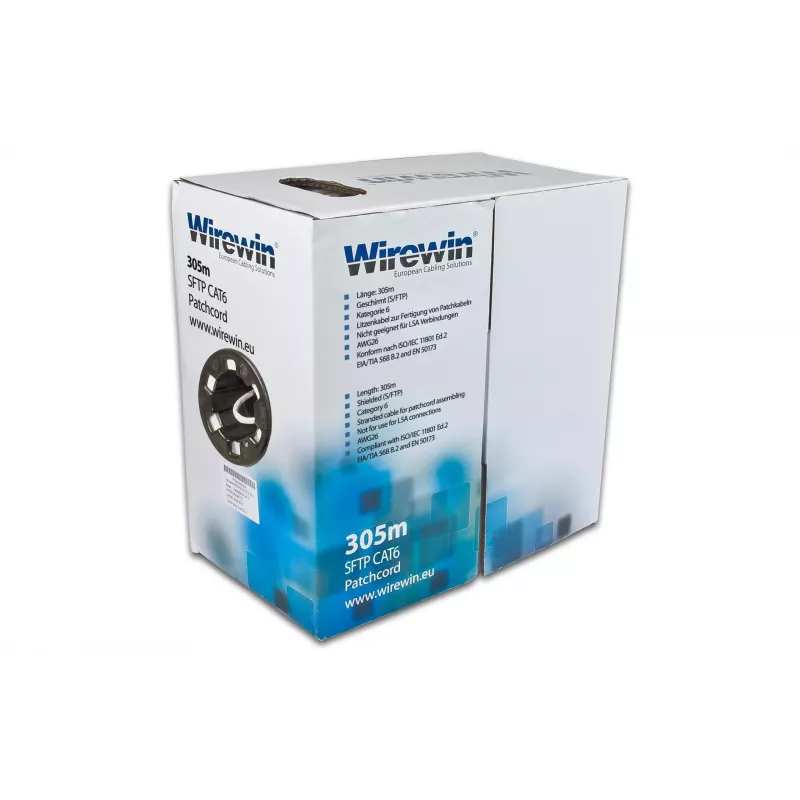 Wirewin Cat6 U/FTP patchkabel box, 305 m, grijs (VKBOX KAT6 PATCH 305.0)