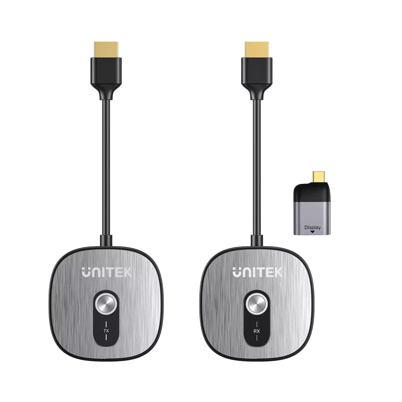 Unitek draadloze HDMI-ontvanger 4K@30Hz met zender en USB-C naar HDMI adapter set