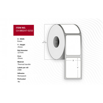 Etiketten 51 x 25 mm, 25 mm kern (CA-880247-025D)