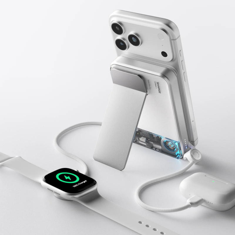 SHARGE ICEMAG 3 powerbank, 10.000 mAh, 25 W Qi2, 35 W USB-C, wit
