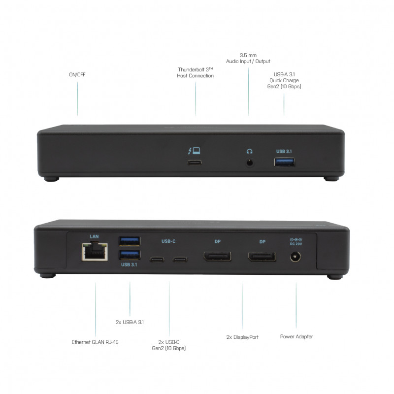 i-tec Thunderbolt 3/USB-C Dual DisplayPort 4K dockingstation met 85W PD