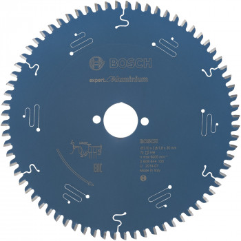 Bosch cirkelzaagblad Expert for Aluminium Ø 210 mm, 72 tanden, boring 30 mm (2608644105)