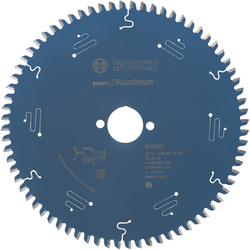 Bosch cirkelzaagblad Expert for Aluminium Ø 210 mm, 72 tanden, boring 30 mm (2608644105)
