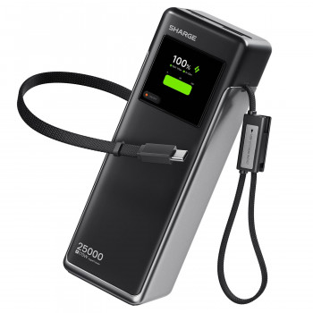 SHARGE HyperTower 170 powerbank, 25.000 mAh, 170 W, 4-in-1, zwart