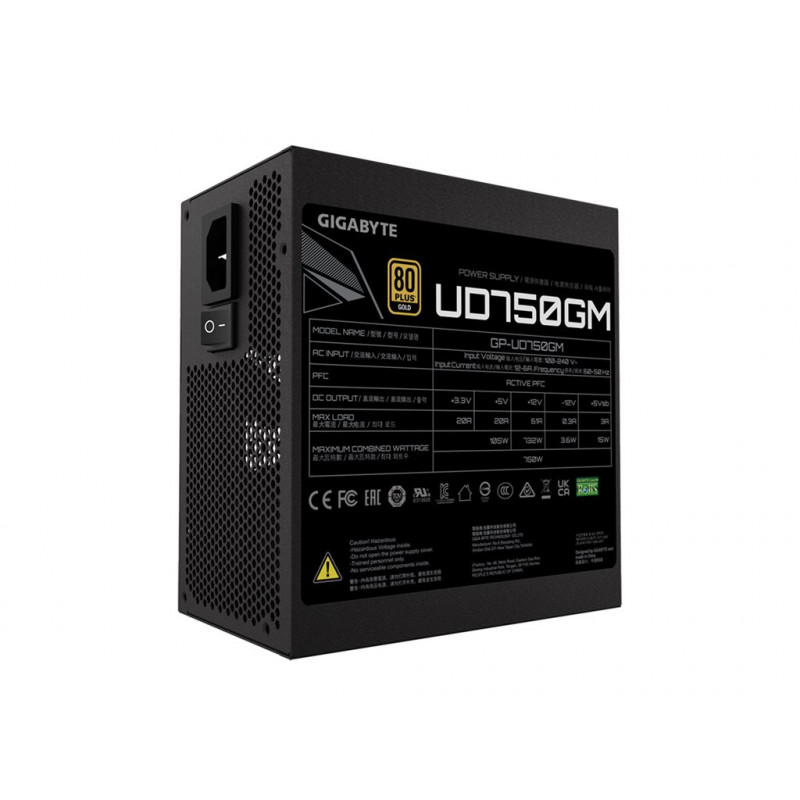 GIGABYTE UD750GM 750W ATX voeding, 80+ Gold, volledig modulair
