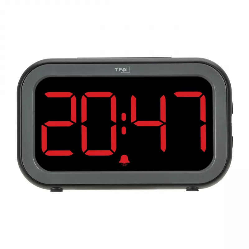 TFA Dostmann Bingo hybride digitale wekker, LCD/LED-display, zwart/antraciet, 60.2048.01