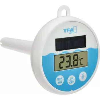 TFA Dostmann digitale solar-zwembadthermometer, wit/turquoise, 30.1068.02
