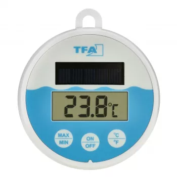TFA Dostmann digitale solar-zwembadthermometer, wit/turquoise, 30.1068.02