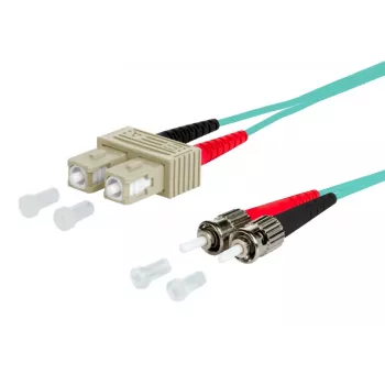 Metz OpDAT glasvezel-patchkabel SC-duplex naar 2x ST, OM3, 2 m, aqua