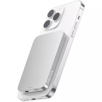 Nevox magnetische draadloze powerbank Qi2, 5000 mAh, zilver/wit