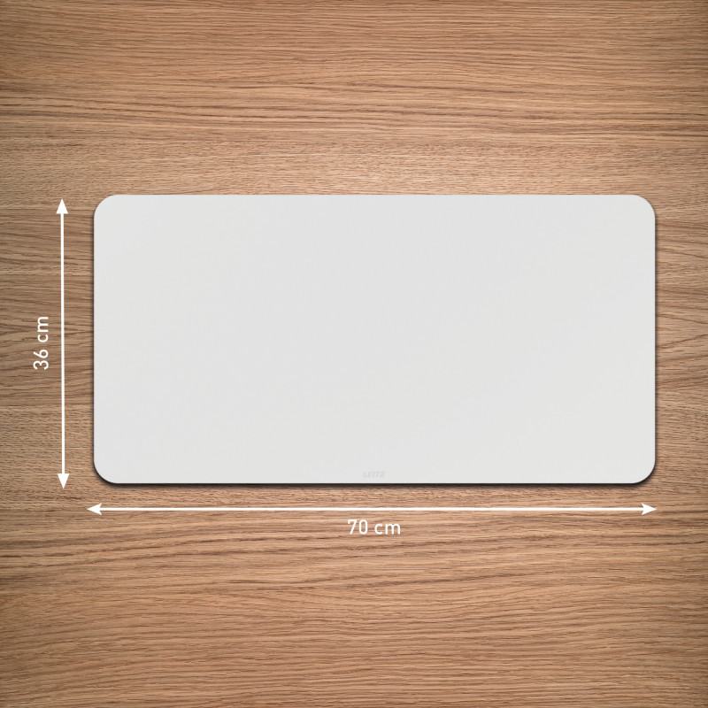 LEITZ Schrijfonderlegger 700 x 360 mm, gerecycled leer, grijs, glad, afgerond
