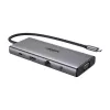 Ugreen CM639 USB-C-hub, HDMI, VGA, 2x USB-C 3.2 10 Gbps, 2x USB, SD/TF, RJ45, aux 3,5 mm, PD, 4K 60 Hz